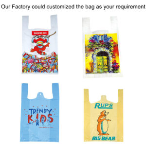 custom logo multiple purpose reusable plastic vest handle shopping bags