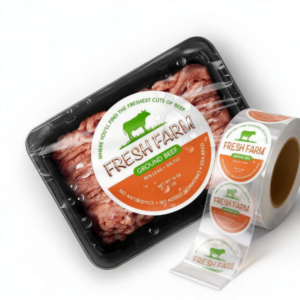custom synthetic printing water proof label cold chain meat packaging stickers
